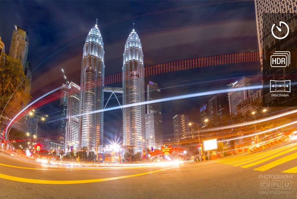 عکاسی شهر مالزی در شب